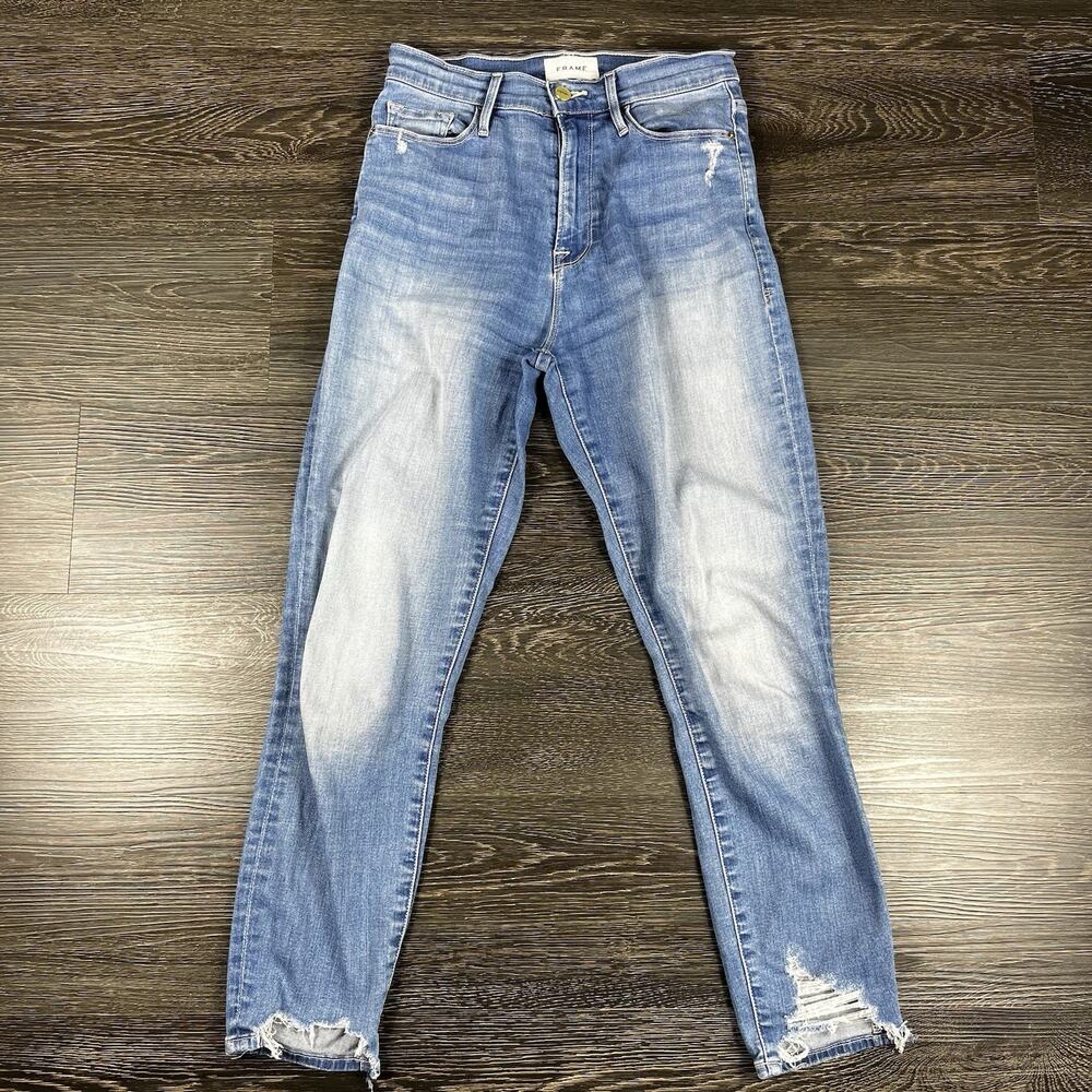 FRAME Denim Womens Ali High Rise Cigarette Jeans Medium Wash Stretch Size 26 - Picture 1 of 13